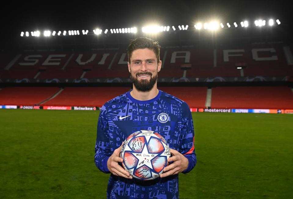 Olivier Giroud scored a hat-trick against Sevilla (Getty)