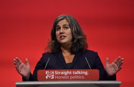 Heidi Alexander, Britain's opposition Labour Party Shadow Health Secretary delivers her keynote speech at the Labour Party conference at Brighton, Britain, September 30, 2015. REUTERS/Toby Melville