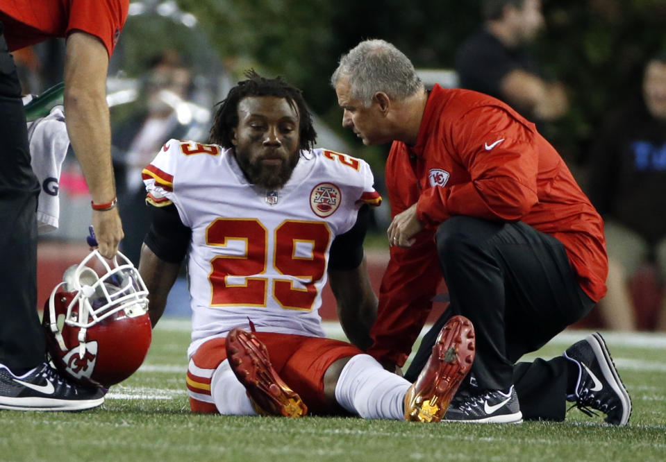 Eric Berry ruptured his Achilles tendon in Thursday night's season opener. (AP)