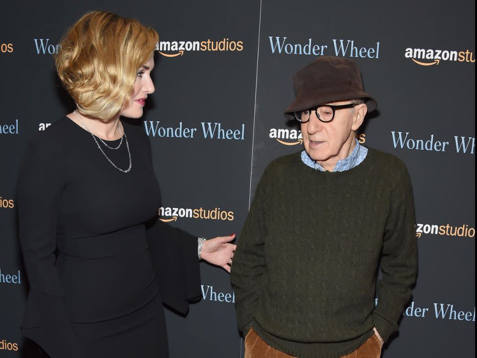 Kate Winslet worked with Woody Allen in 2017 on Wonder Wheel, seen here at a screening in New York. Source: Getty