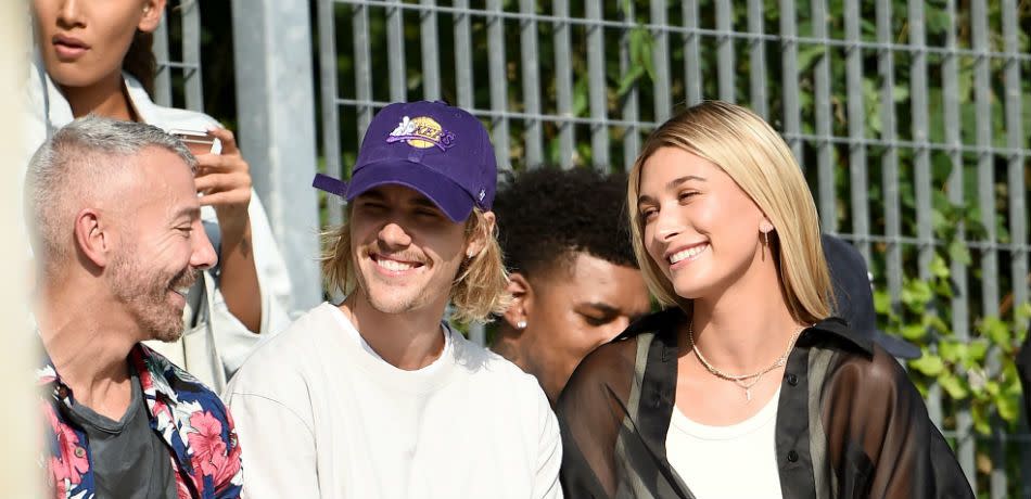 Justin Bieber and Hailey Baldwin attend the John Elliott front row during New York Fashion Week: The Shows on September 6, 2018 in New York City.