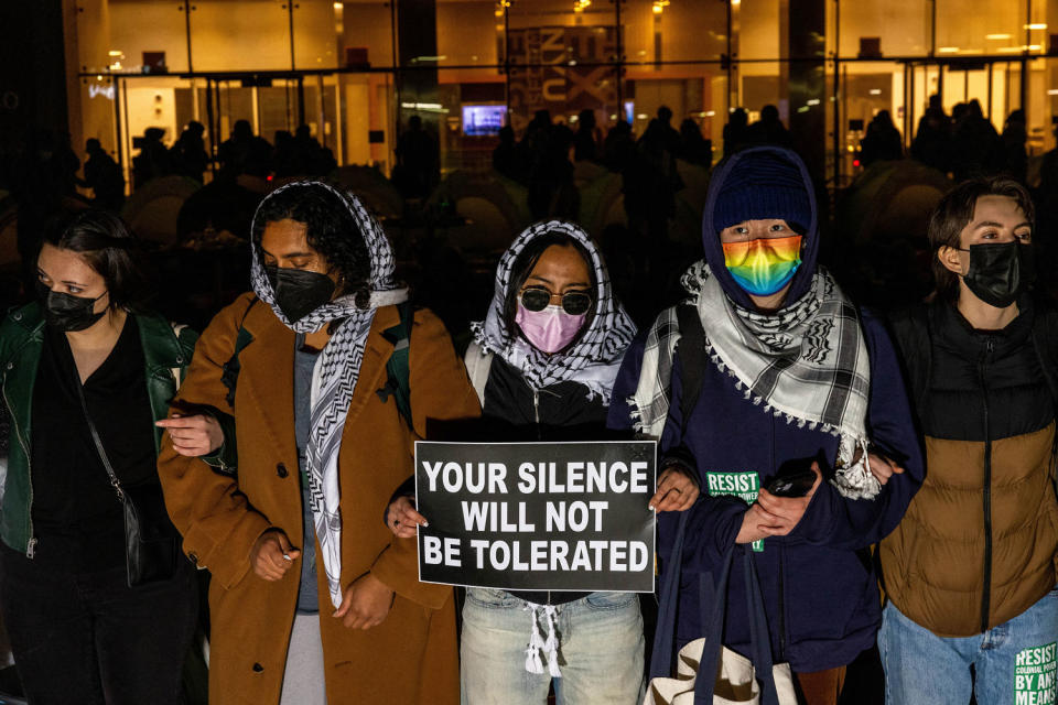 Pro-Palestinian students and activists protest on the campus of New York University in New York (Alex Kent / AFP - Getty Images)