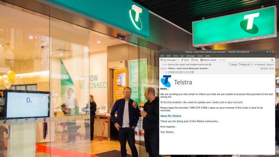 Telstra store and scam email