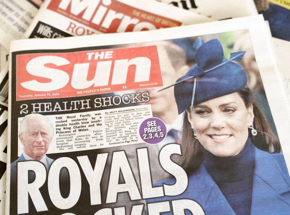 Royal Tabloid Cover, The Sun, 2024, Kate Middleton, King Charles, Health Scare