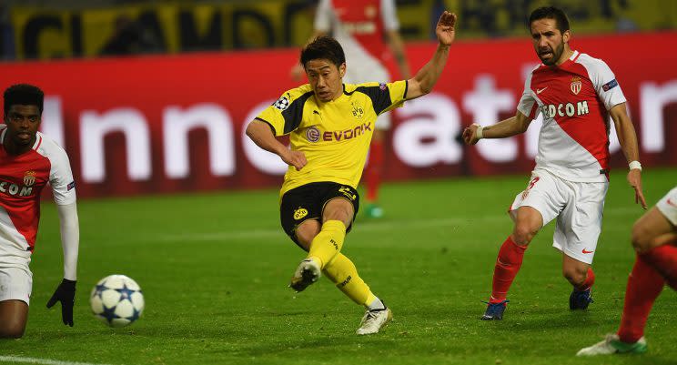 <p>Shinji Kagawa, intenable en deuxième mi-temps, permet aux siens de revenir à un but des Monégasques. Il reste cinq grosses minutes à tenir ! (AFP)</p>