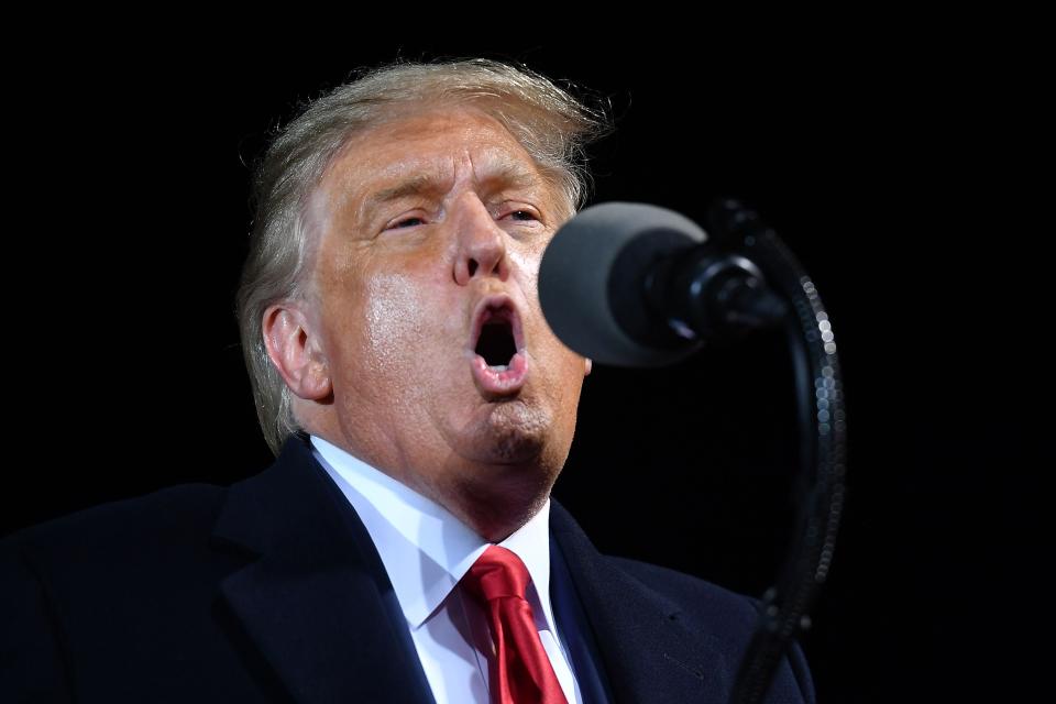 US president Donald Trump speaks in Minnesota on Wednesday (AFP via Getty Images)