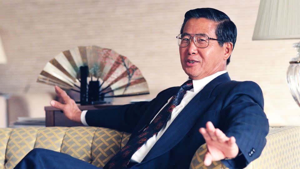 Peru's former President Alberto Fujimori speaks during an interview with the Asahi Shimbun newspaper on June 7, 1994, in Tokyo, Japan. - The Asahi Shimbun/Getty Images