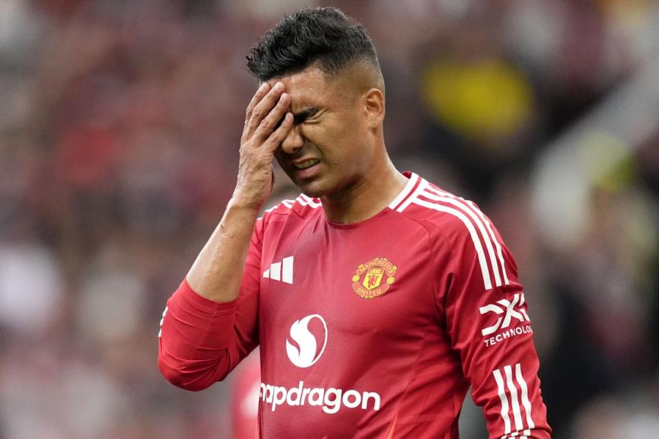 Casemiro endured a tough half at Old Trafford (Nick Potts/PA)