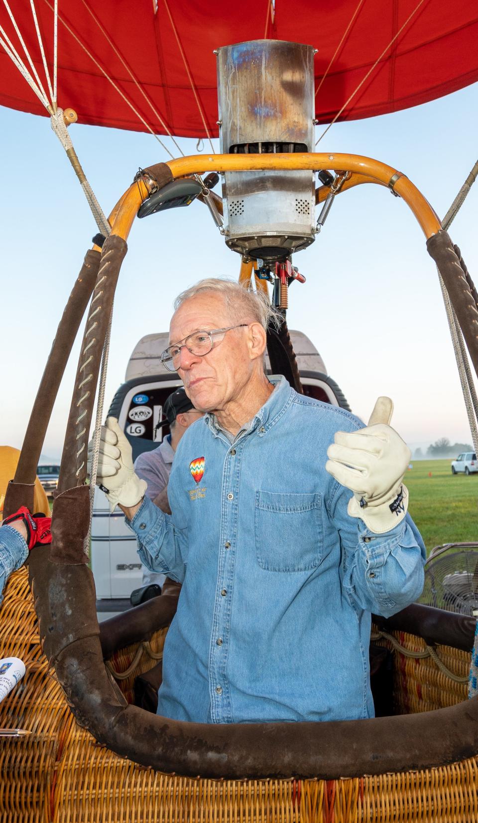 Dick Young, of Parsippany, pilot for the Going My Way balloon, at the 40th annual festival of ballooning at Solberg Airport in Readington.