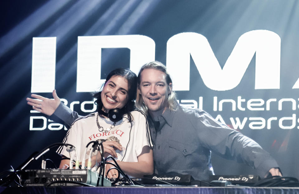 MIAMI BEACH, FL - MARCH 28:  Anna Lunoe and Diplo perform at SiriusXM Broadcasts Live From The IDMA After Party At The Faena Theater In Miami on March 28, 2019 in Miami Beach, Florida.  (Photo by John Parra/Getty Images for SiriusXM)