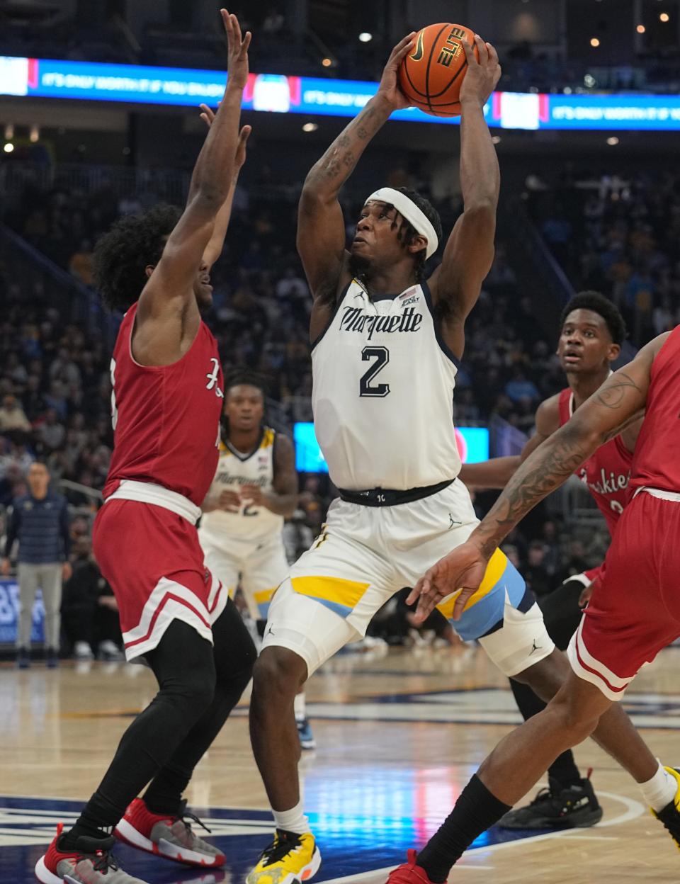 Marquette sophomore Chase Ross scores a college-high 12 points against Northern Illinois on Monday.