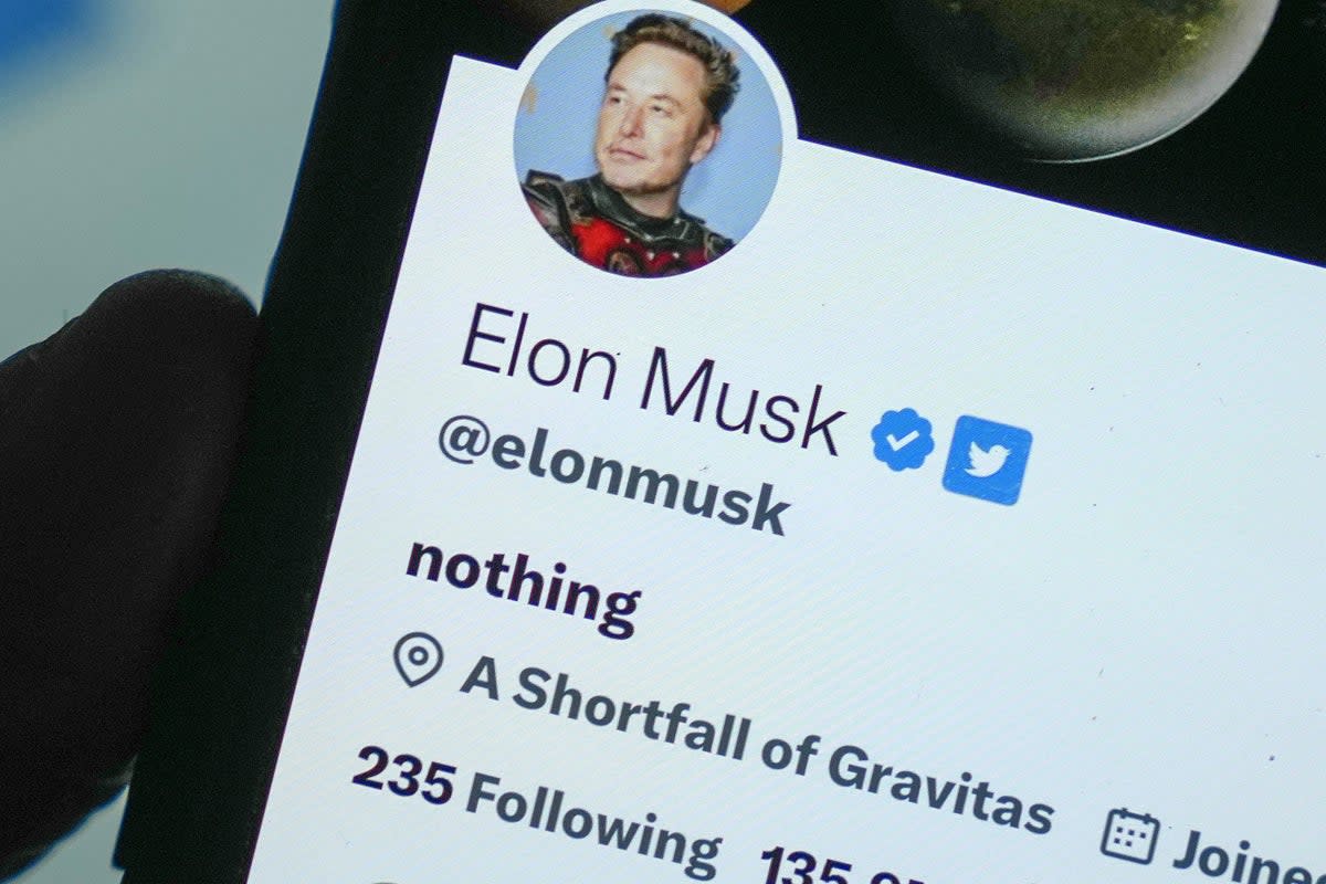 The Twitter (now X) account of Elon Musk is seen on a smartphone on 21 April, 2023 in Knutsford, UK (Getty Images)