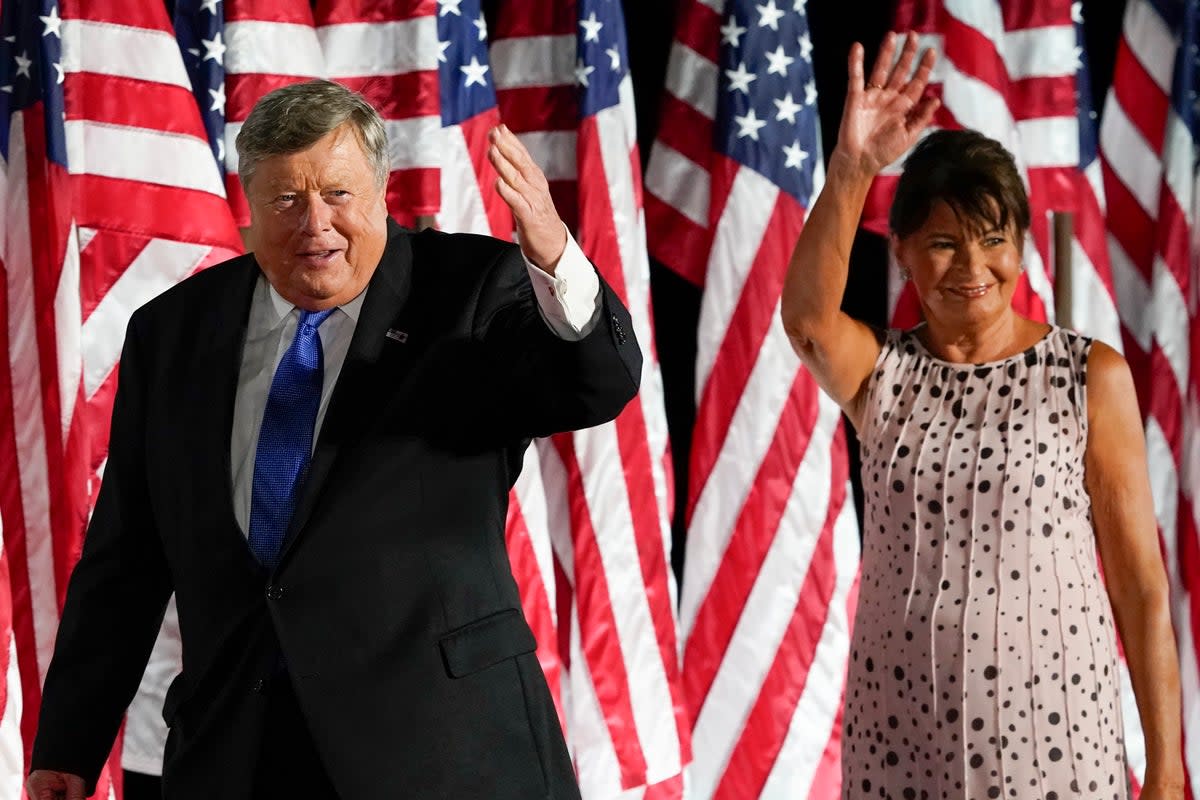 File Viktor Knavs and Amalija Knavs, parents of first lady Melania Trump, wave after President Donald Trump spoke from the South Lawn of the White House (Copyright 2020 The Associated Press. All rights reserved.)