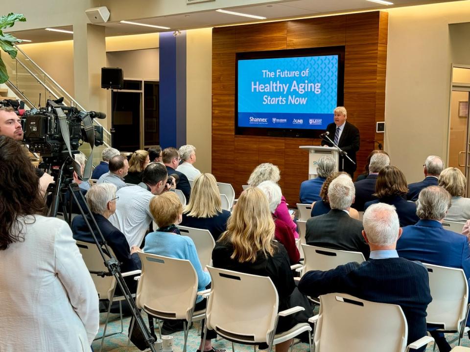 University of New Brunswick president Paul Mazerolle addresses the crowd at the Shannex announcement on Tuesday in Halifax.