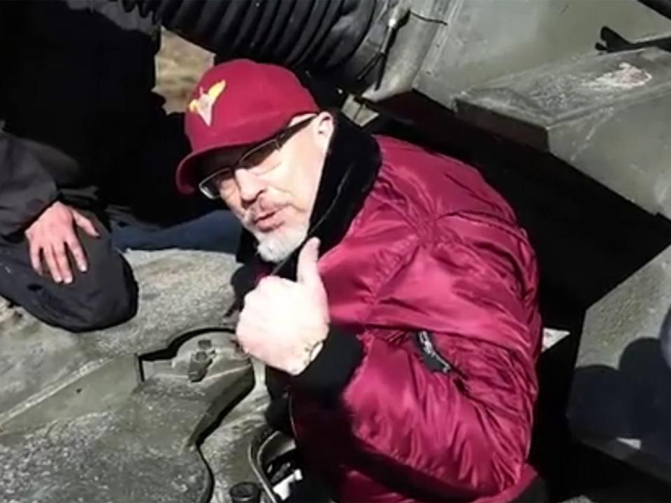 Reznikov in a Challenger tank video posted to Telegram today (Ukrainian Defence Ministry)