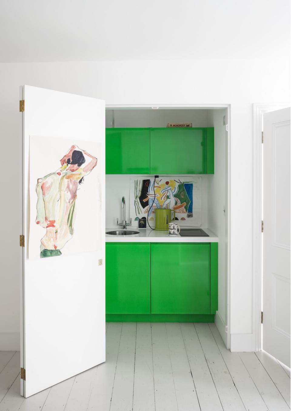 bright green kitchen cabinets
