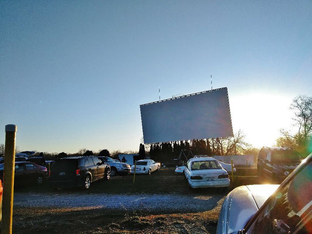 Cars waiting for show to start at Getty Drive-In Theater, Muskegon, Michigan.
