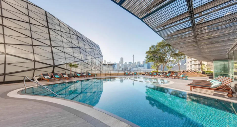 Pool at The Star Grand hotel in Sydney, as featured on Luxury Escapes - which is partnering with Virgin.