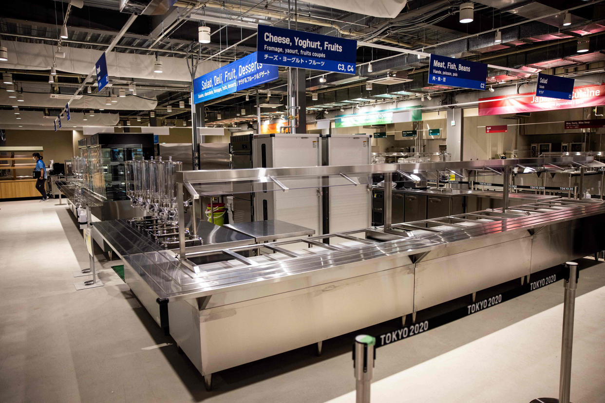 A view of the main dining hall of the Olympic Village (Behrouz Mehri / AFP via Getty Images)