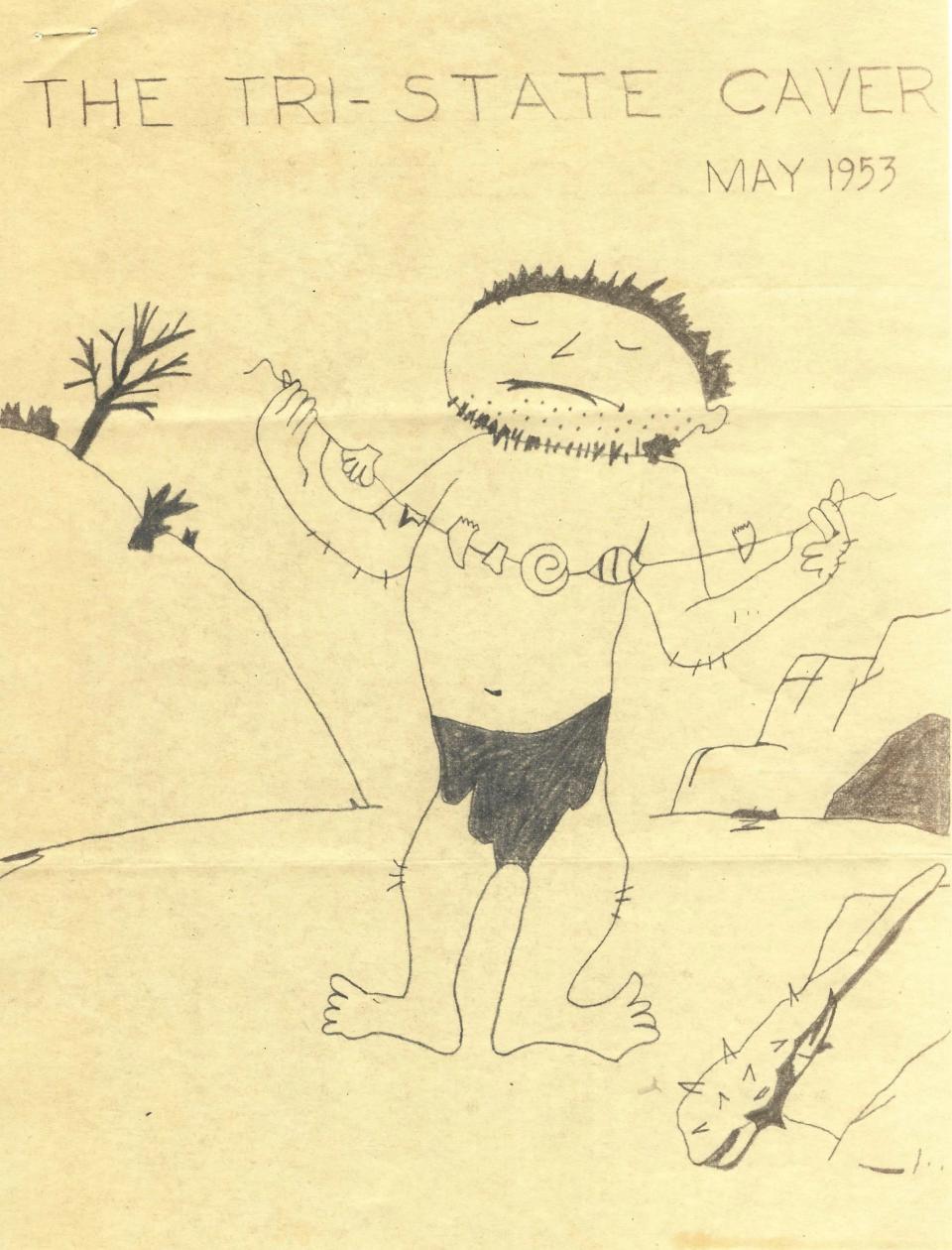 Cover of the Hagerstown Grotto's newsletter, The Tri-State Caver, drawn by George Burhans in 1953.