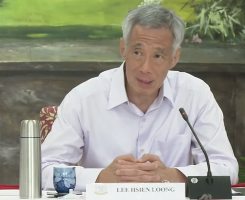 Prime Minister Lee Hsien Loong speaking at a media conference on 8 April 2021 to announce DPM Heng Swee Keat is stepping aside as leader of Singapore's 4G team. (SCREENSHOT: The Straits Times/YouTube)