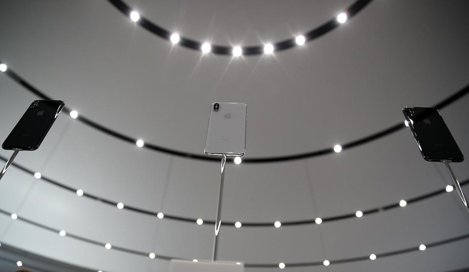 The new iPhone X is displayed during an Apple special event at the Steve Jobs Theatre on the Apple Park campus on September 12, 2017 in Cupertino, California: Justin Sullivan/Getty Images