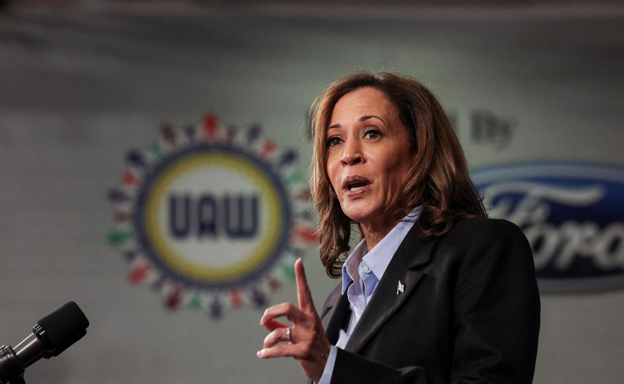 PHOTO: Vice President Kamala Harris speaks at North Western High School in Detroit, Michigan, on September 2, 2024. (Brendan McDermid/Reuters)