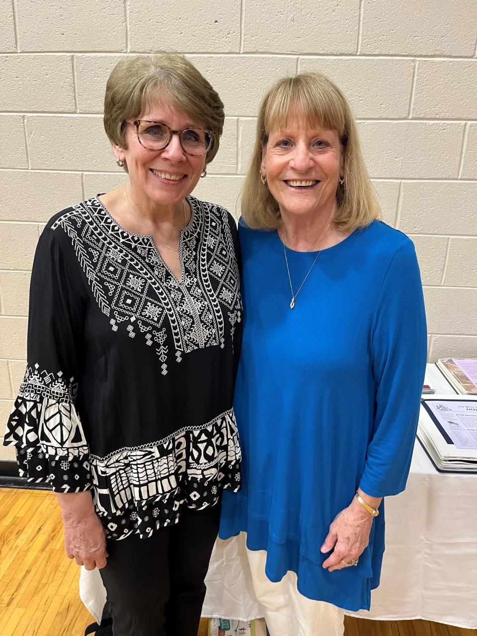 West Valley Middle School’s original parent-teacher association leaders Julie Mills, left, and Nancy Meyer are shown at the school’s 25th anniversary celebration on May 24, 2024, in the gymnasium.