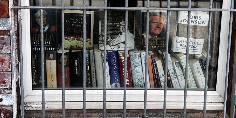 Books in a window in Wakefield