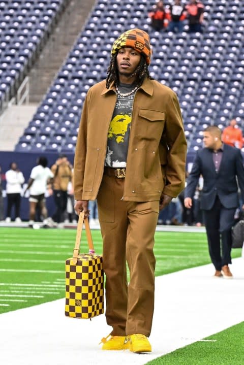 Cleveland Browns cornerback Martin Emerson Jr. arrives prior to an NFL wild-card playoff football game, Saturday, Jan 13, 2024, in Houston. (AP Photo/Maria Lysaker)