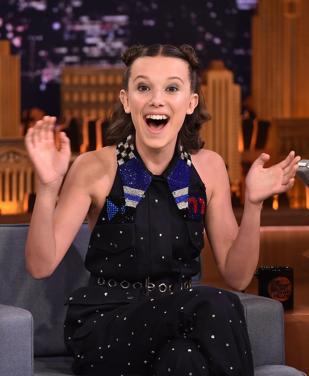 Millie Bobby Brown, seen here on <em>The Tonight Show Starring Jimmy Fallon</em>, has left Twitter after users Photoshopped her into a homophobic meme. (Photo: Getty Images)