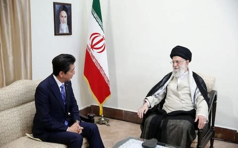 Iran's Supreme Leader Ayatollah Ali Khamenei meets with Japan's Prime Minister Shinzo Abe in Tehran - Credit: Reuters