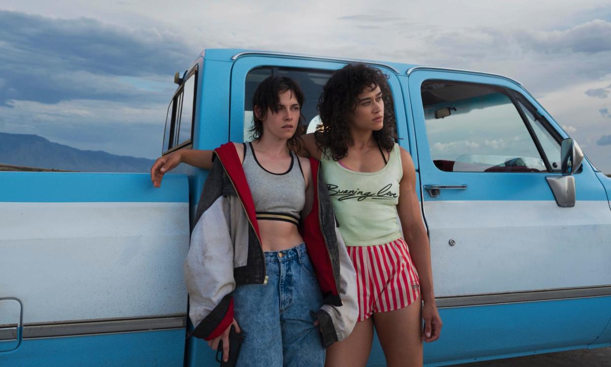 <span>Kristen Stewart, left, and Katy O’Brian in Love Lies Bleeding: ‘the relationship that ignites between them is sweaty, grubby and scorching hot’. </span><span>Photograph: © Crack in the Earth LLC</span>