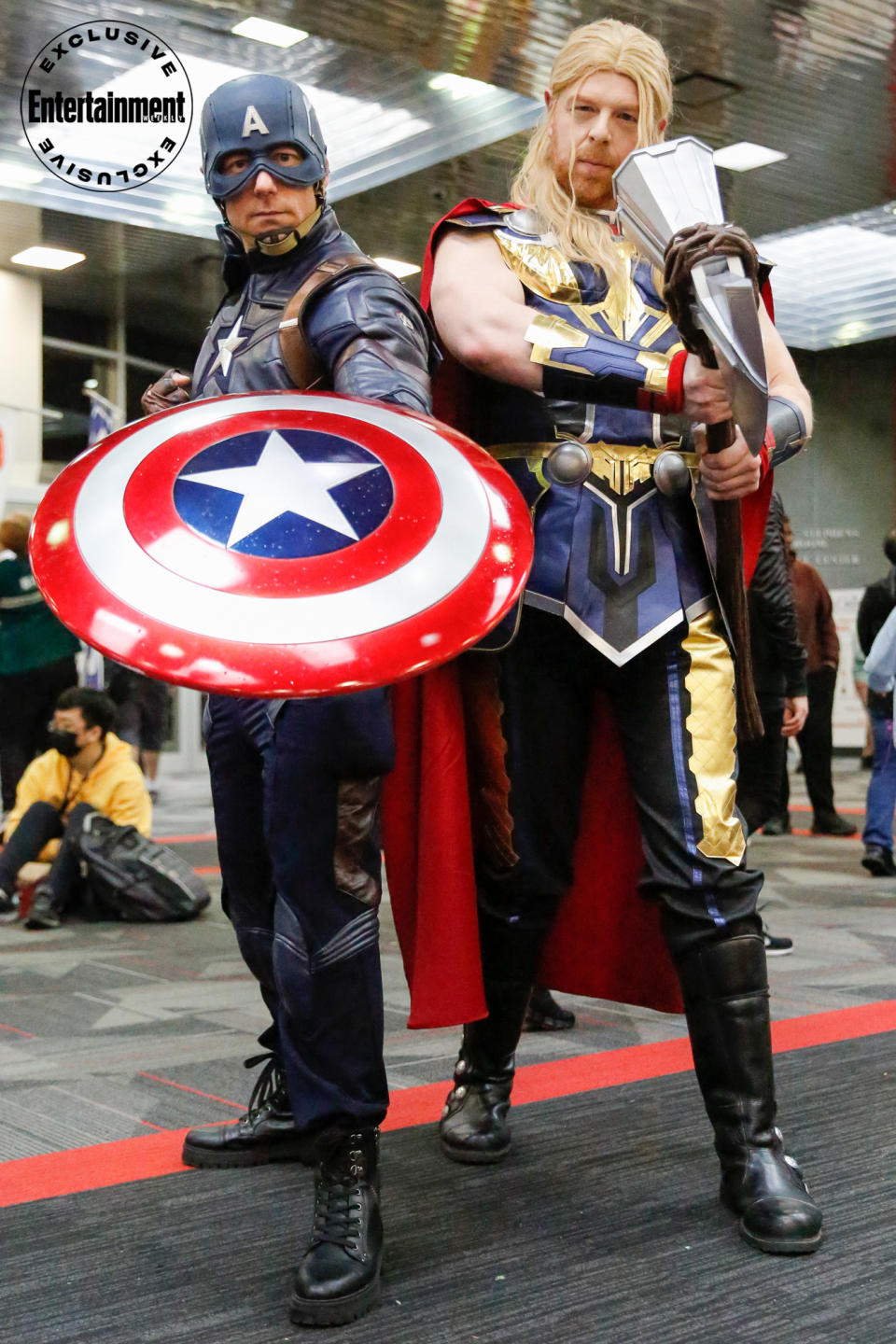 Captain America and Thor cosplayers