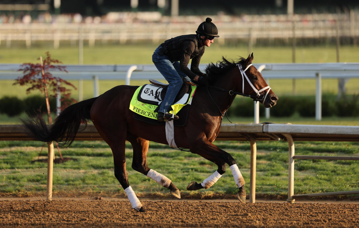 Fierceness runs on the track during morning training for the Kentucky Derby at Churchill Downs on May 1, 2024, in Louisville, Kentucky. / Credit: Andy Lyons/Getty Images