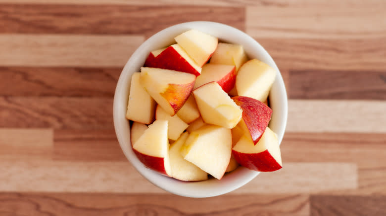 bowl of cubed apples