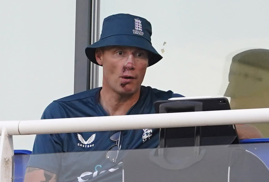 Former England captain Freddie Flintoff in the stands during the first one day international match at Sophia Gardens, Cardiff. Picture date: Friday September 8, 2023. (Photo by Joe Giddens/PA Images via Getty Images)