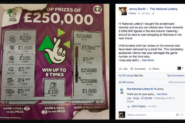 National Lottery on Facebook