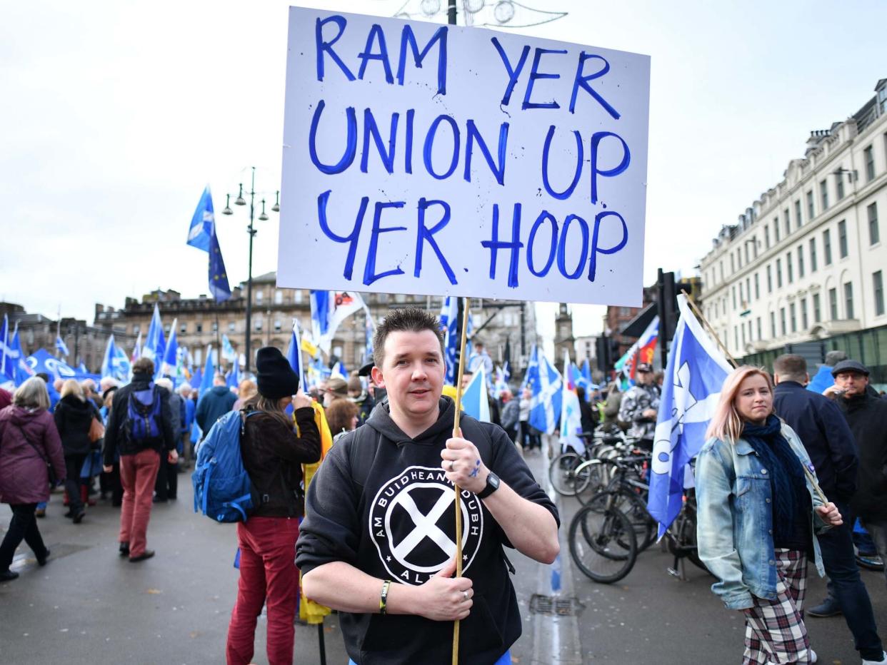 Scottish independence supporters at an indyRef2 rally in George Square, Glasgow, November: Getty