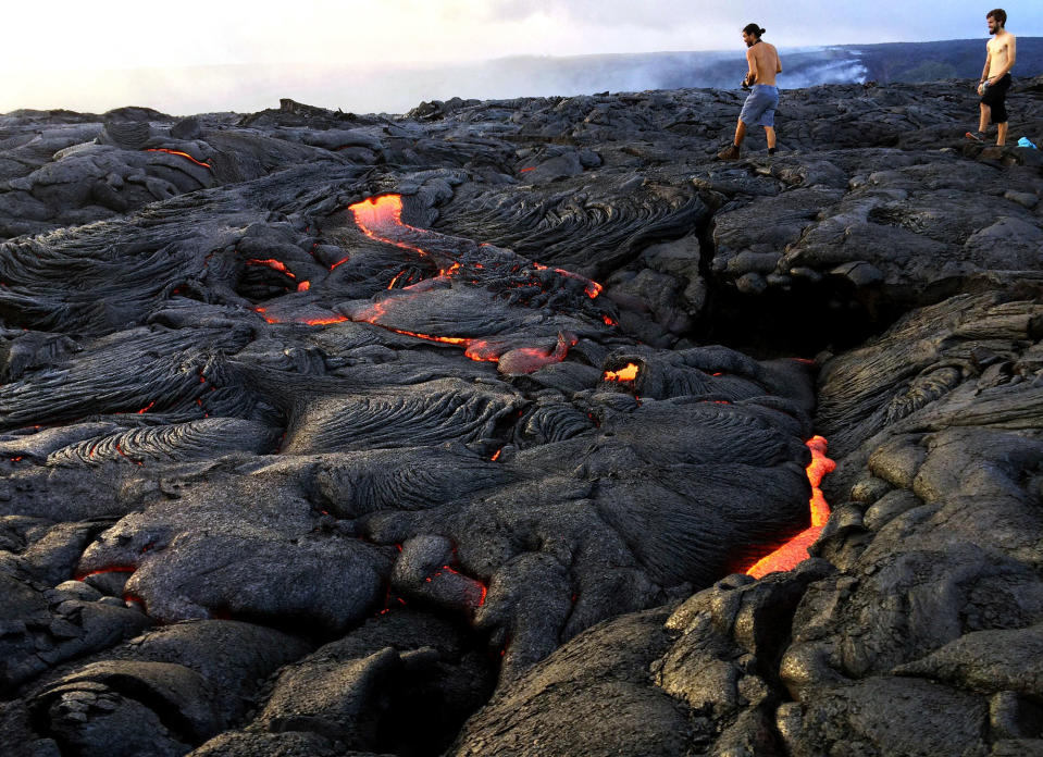 Lava from Hawaii’s volcano, Kilauea, oozes into the ocean