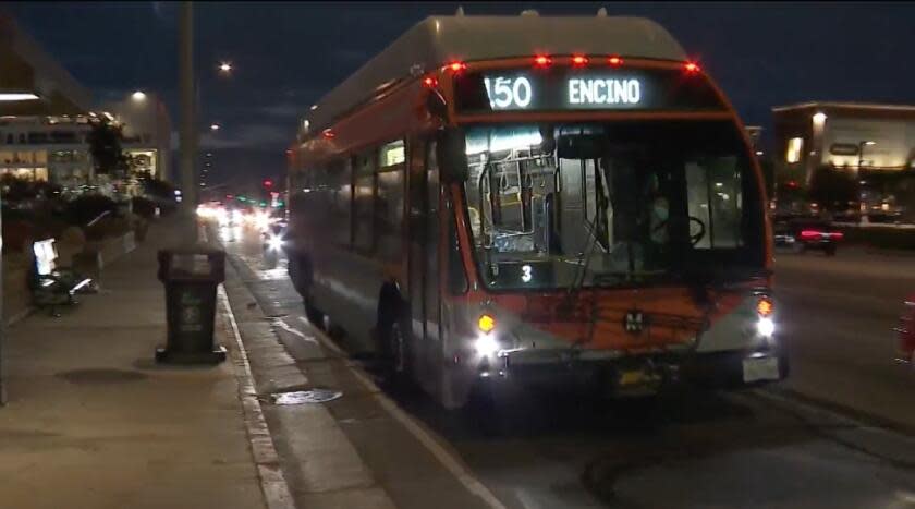 a Metro bus in Encino in May 2023