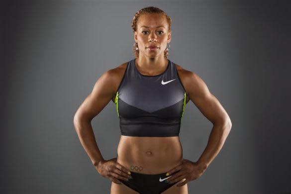 Heptathlon Track & Field athlete Hyleas Fountain poses for a portrait during the 2012 U.S. Olympic Team Media Summit in Dallas, May 13, 2012.