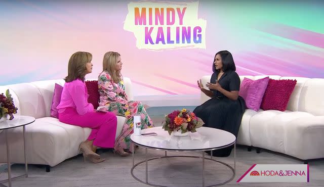 <p>TODAY/ YouTube</p> Mindy Kaling chats to Hoda Kotb and Jenna Bush Hager on 'Today'