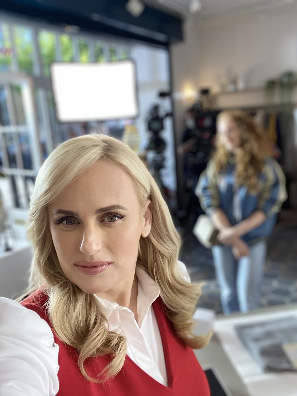 Rebel Wilson in a red and white outfit in Afterpay ad