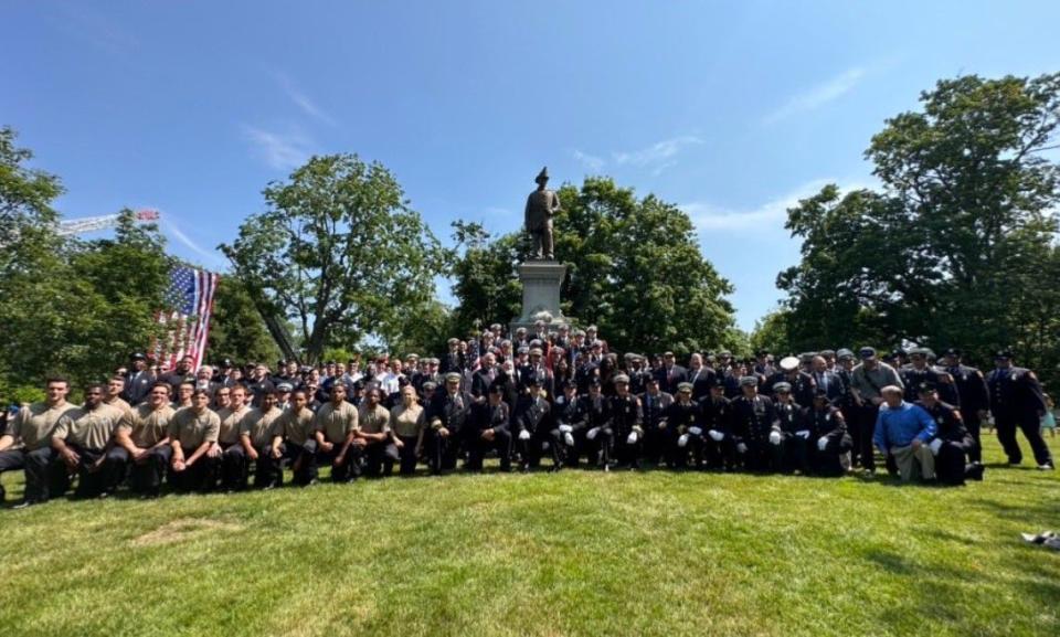 Dozens turned out for the 130th Firefighters Memorial procession on Sunday in Jamaica Plain to honor firefighters “who proudly served,” the Boston Fire Department said.