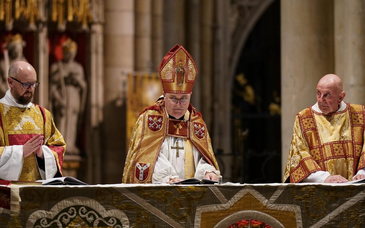 The Archbishop of York (centre) admits that he did not find the ONS results on Christianity 'surprising' - Ian Forsyth/Getty Images Europe