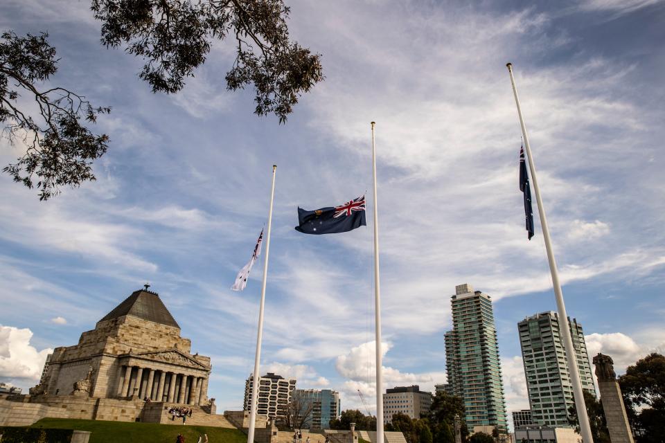 Flags fly at half mast in Melbourne, Australia (Getty Images)