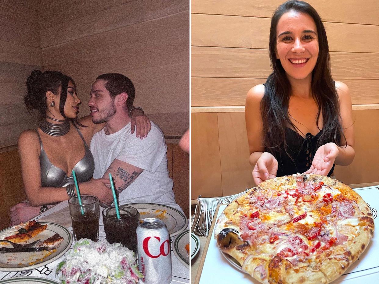 Kim Kardashian and Pete Davidson at Jon & Vinny's, Anneta with Ham & Yeezy Pizza