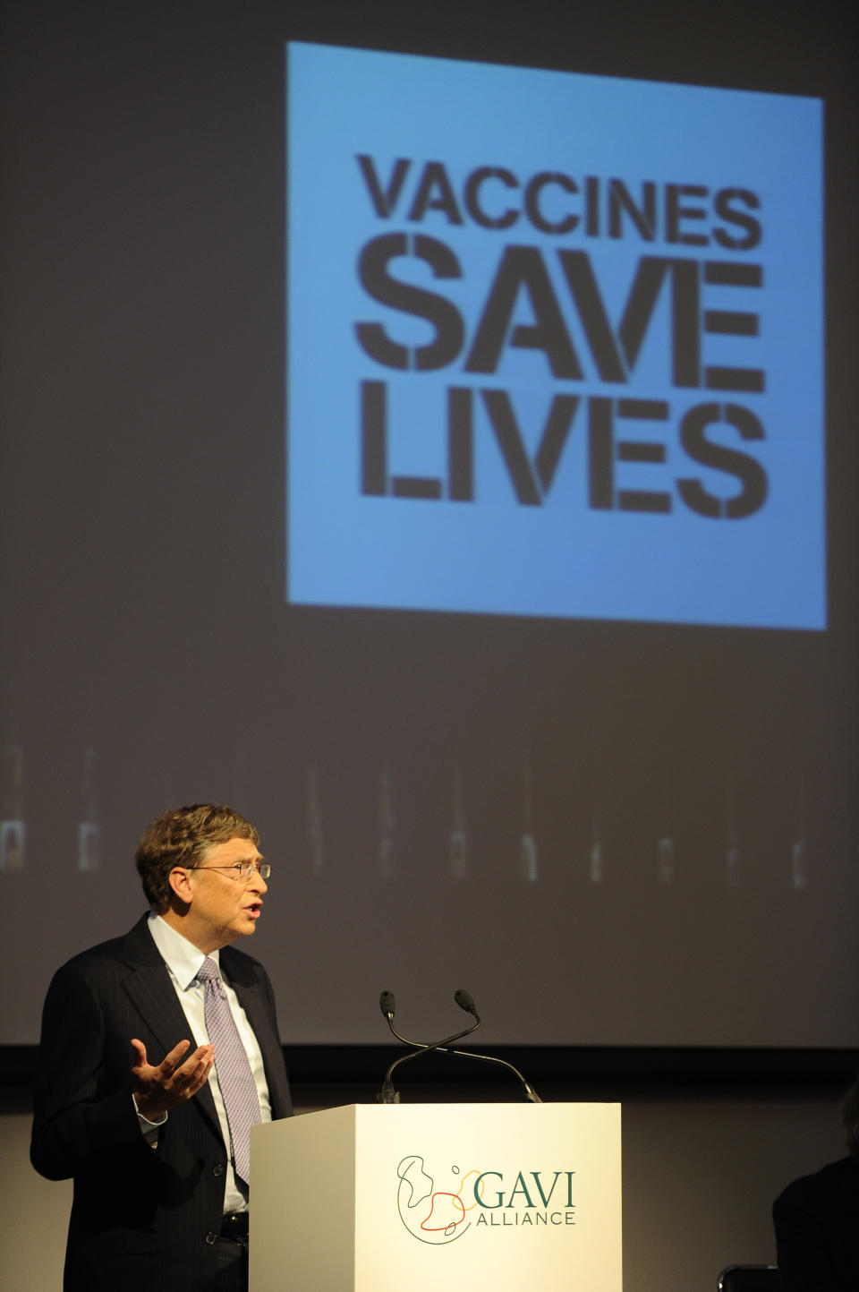 Gates speaking to the Gavi Alliance, a public-private partnership to increase immunization in the world's poorest countries. (Photo: Paul Hackett via Getty Images)