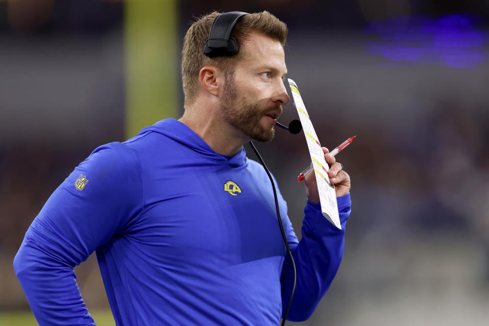 Rams coach Sean McVay led his team to its eighth win of the season, a victory over the Saints. (Photo by Katelyn Mulcahy/Getty Images)